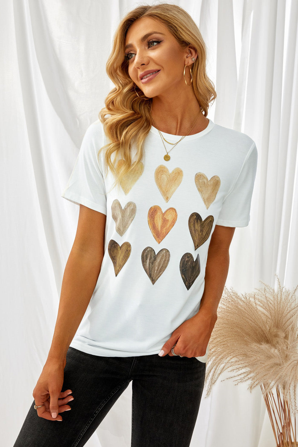 White Be Kind Heart Shape Print Graphic Tee