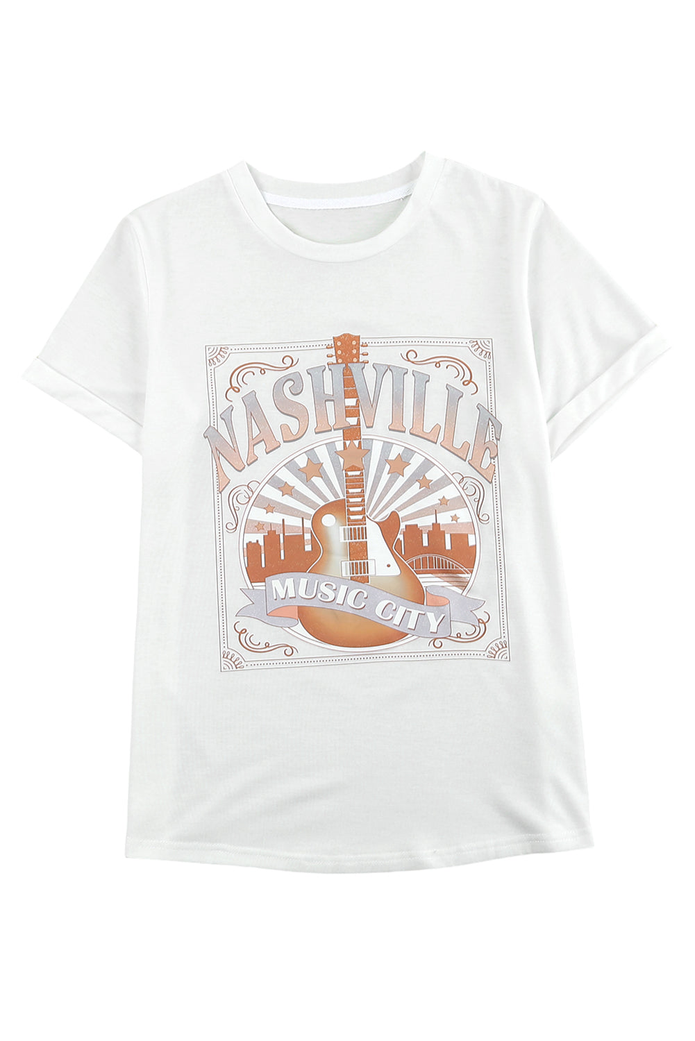 White MUSIC CITY NASHVILLE Graphic T Shirt