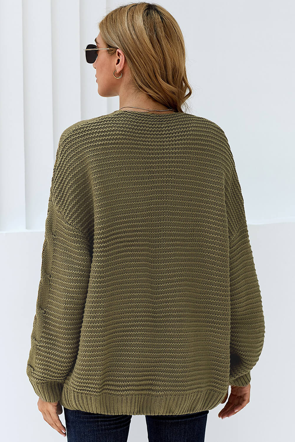 Olive Chunky Wide Long Sleeve Knit Cardigan