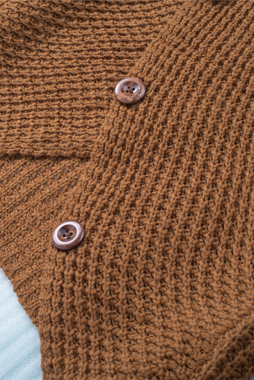 Khaki Buttoned Wrap Turtleneck Sweater