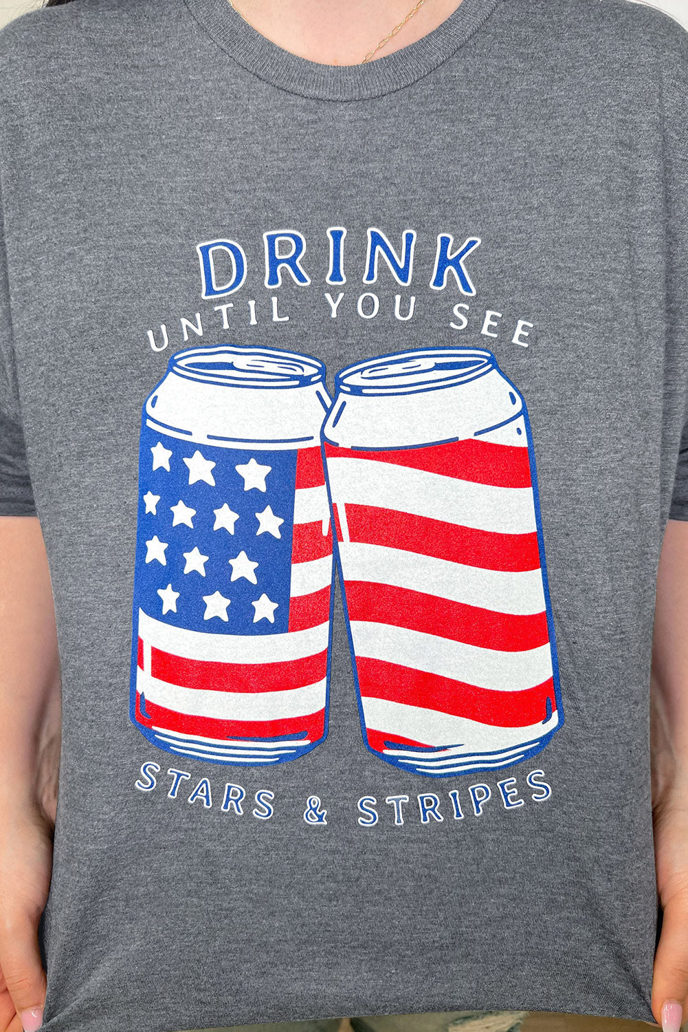 US Flag Slogan Graphic Print Short Sleeve T Shirt