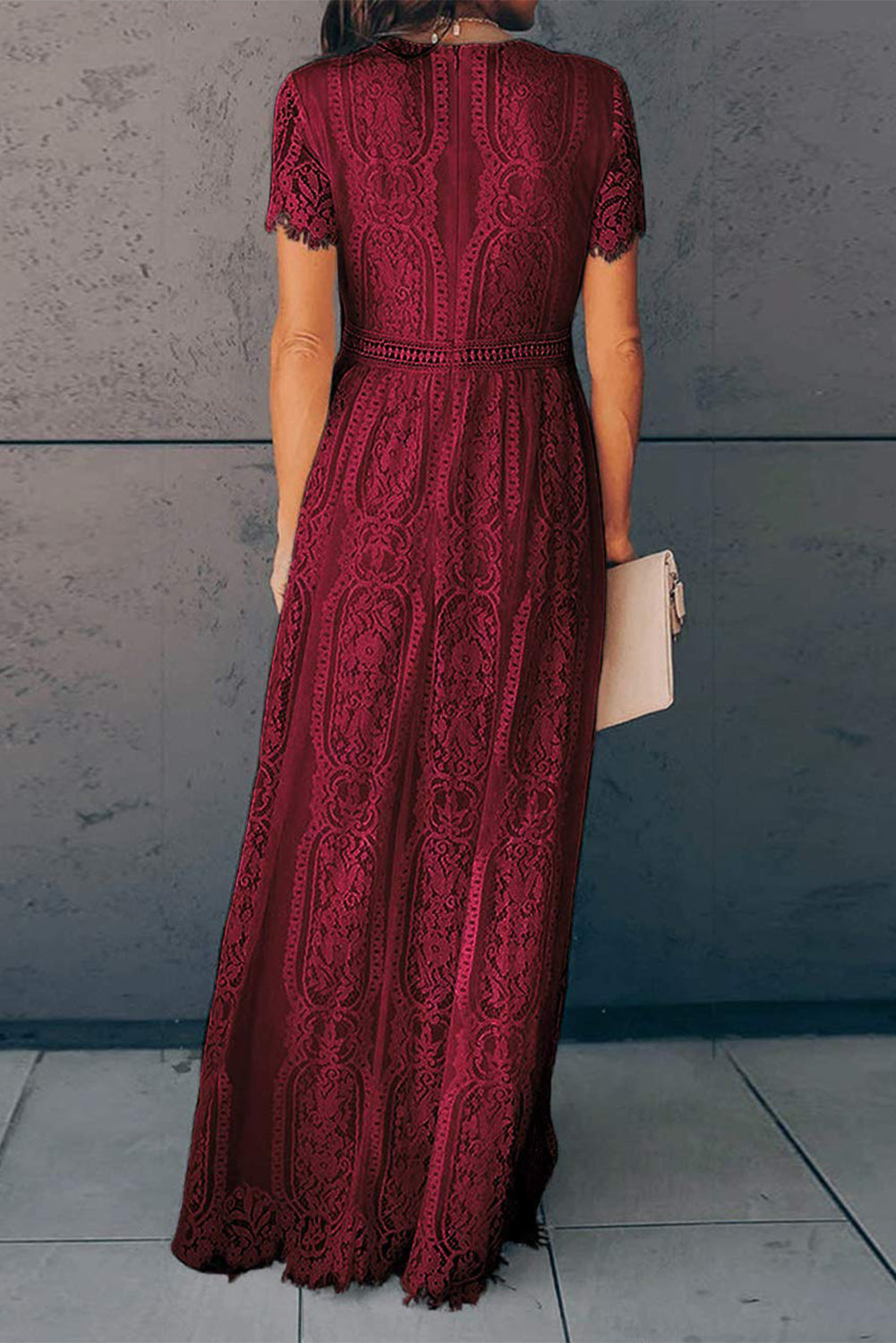 Red Blue Fill Your Heart Lace Maxi Dress