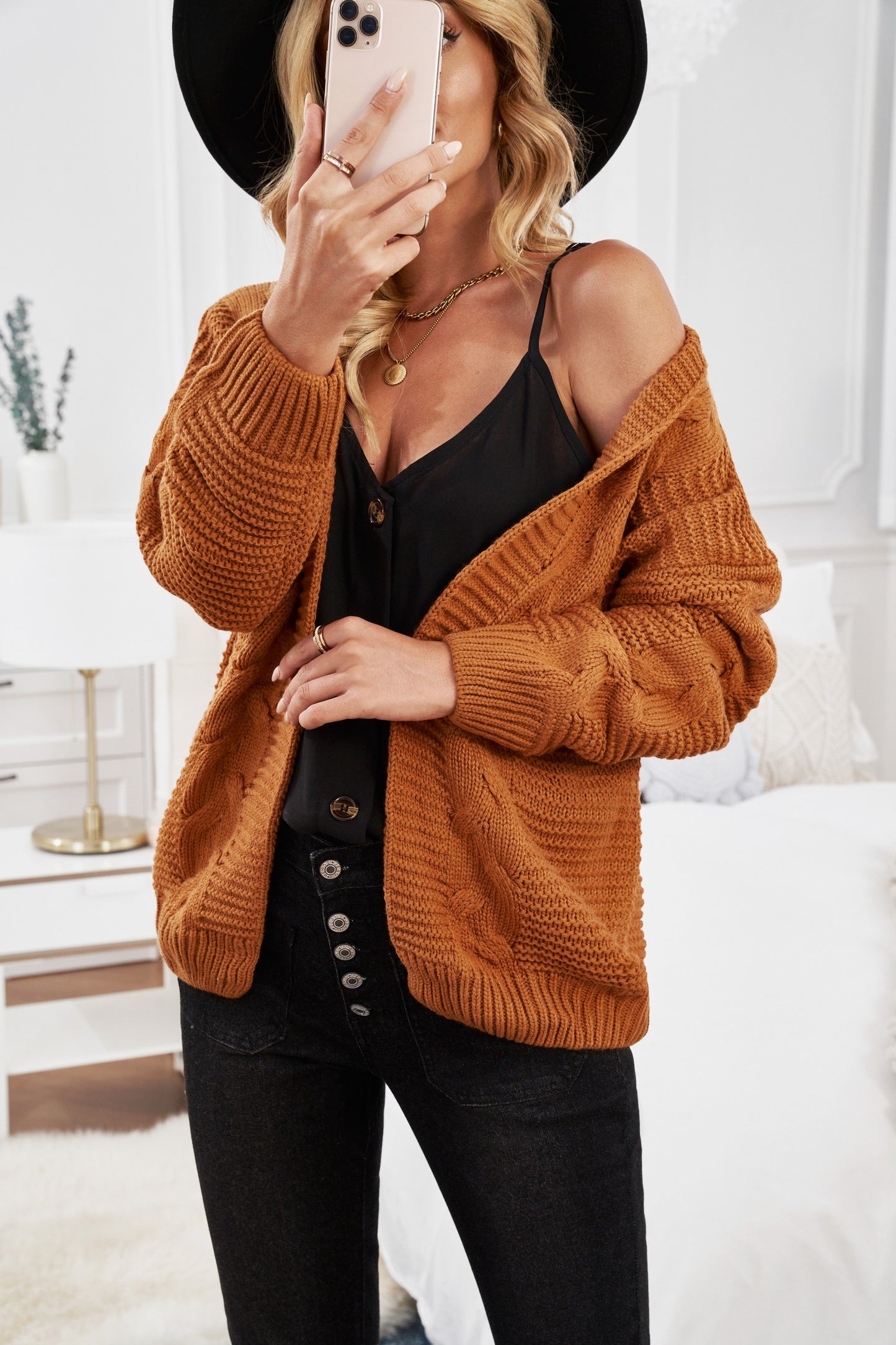 Khaki Chunky Wide Long Sleeve Knit Cardigan