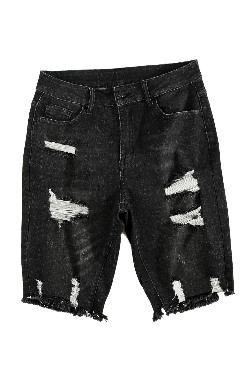 Ripped Tassel Bermuda Denim Shorts