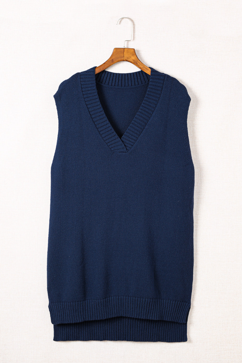 Dark Blue Knit Vest Pullover Sweater