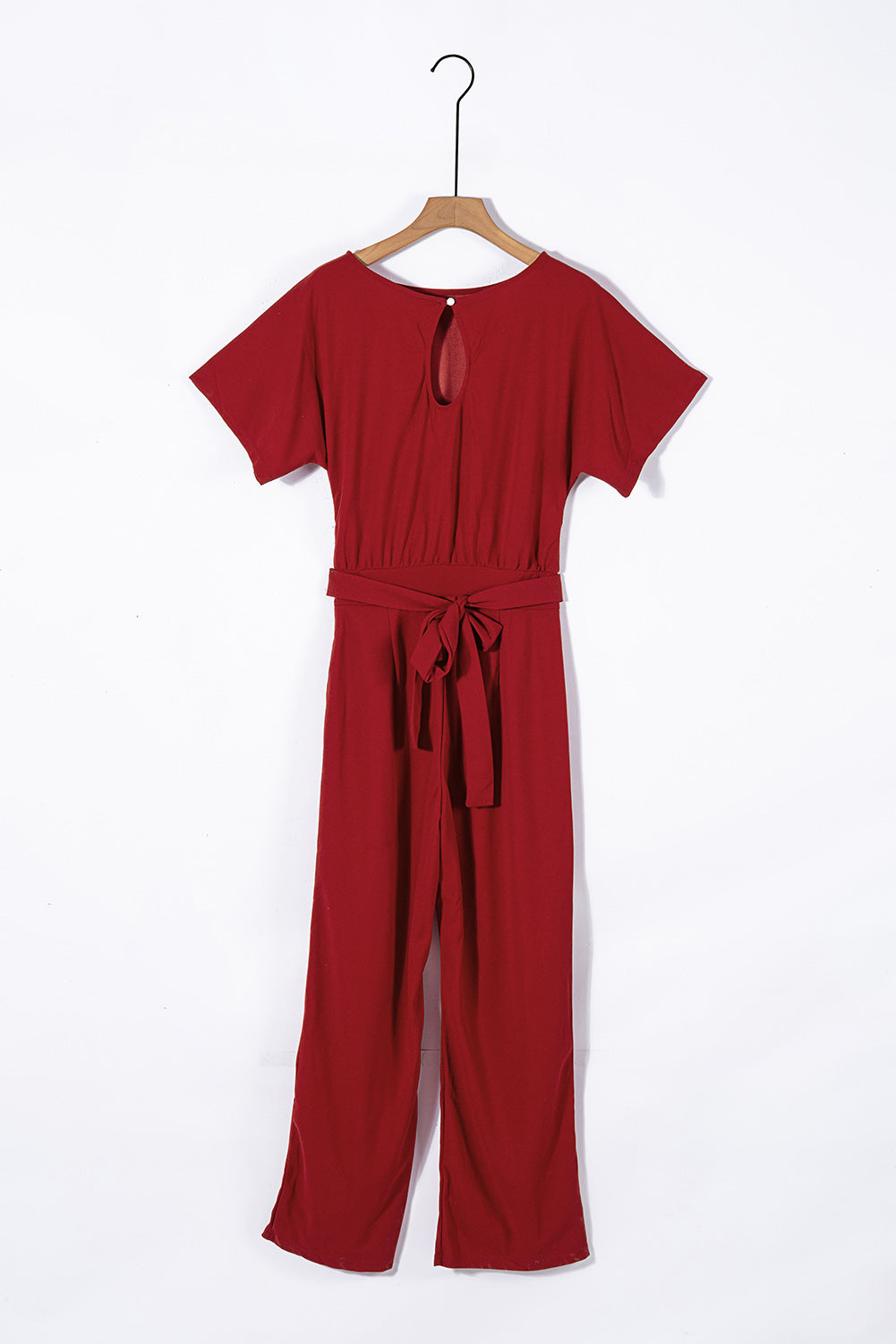 Fiery Red Oh So Glam Belted Wide Leg Jumpsuit