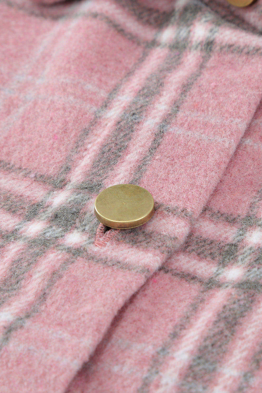 Pink Plaid Pattern Buttoned Shirt Coat with Slits