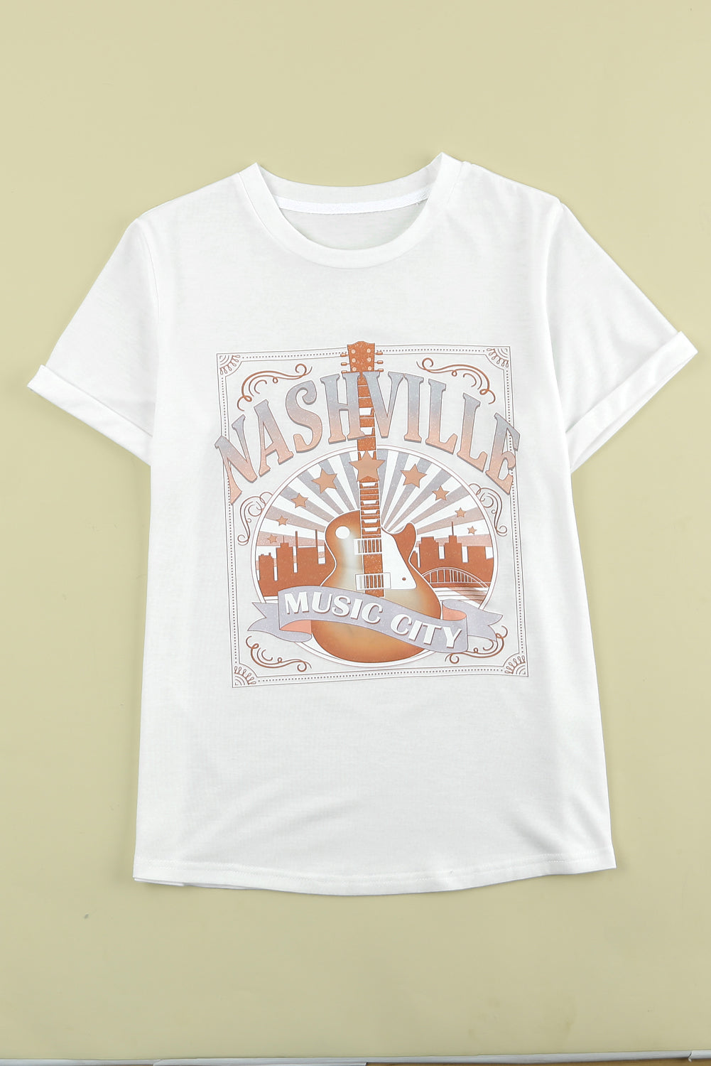 White MUSIC CITY NASHVILLE Graphic T Shirt