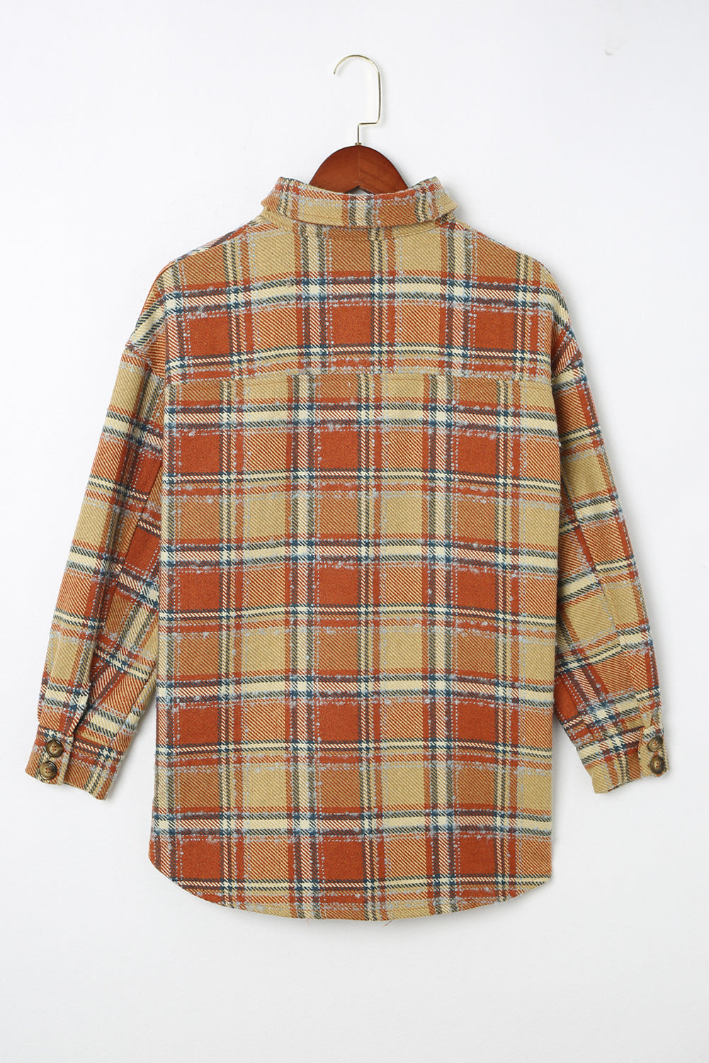 Red Oversized Flap Pockets Plaid Shacket with Slits