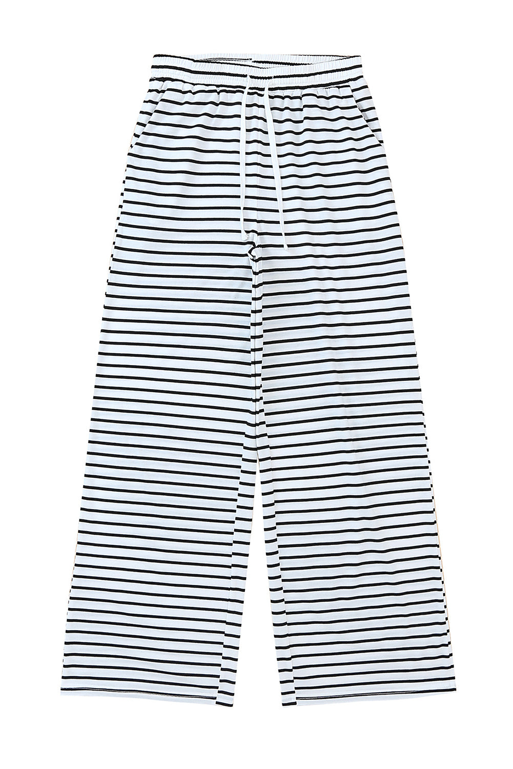 Drawstring Striped Wide Leg Pants