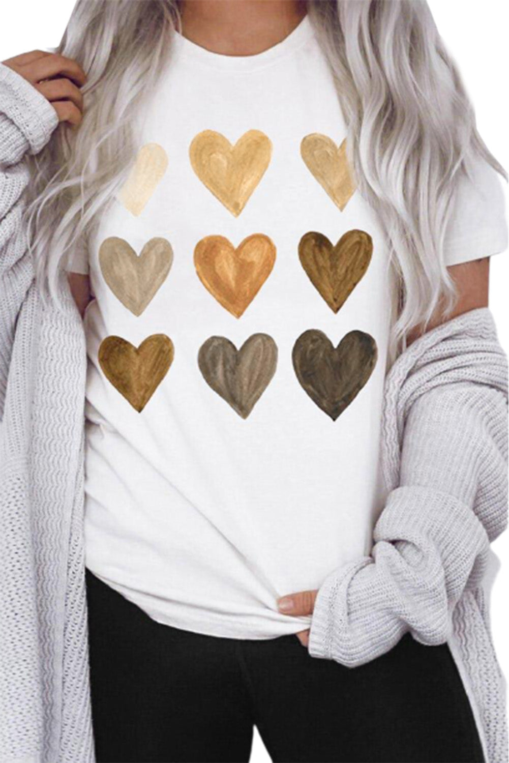 White Be Kind Heart Shape Print Graphic Tee