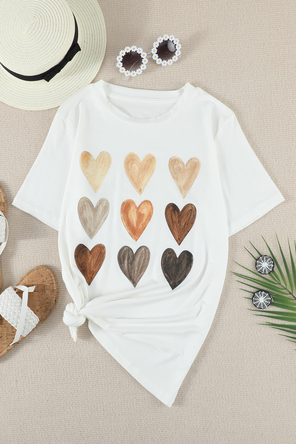 White Be Kind Heart Shape Print Graphic Tee