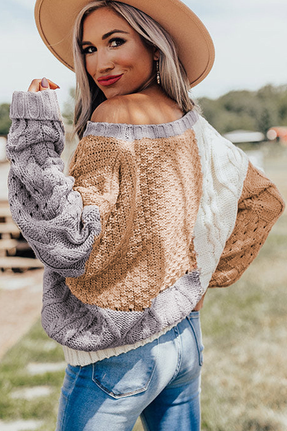 Colorblock Mixed Textured Sweater