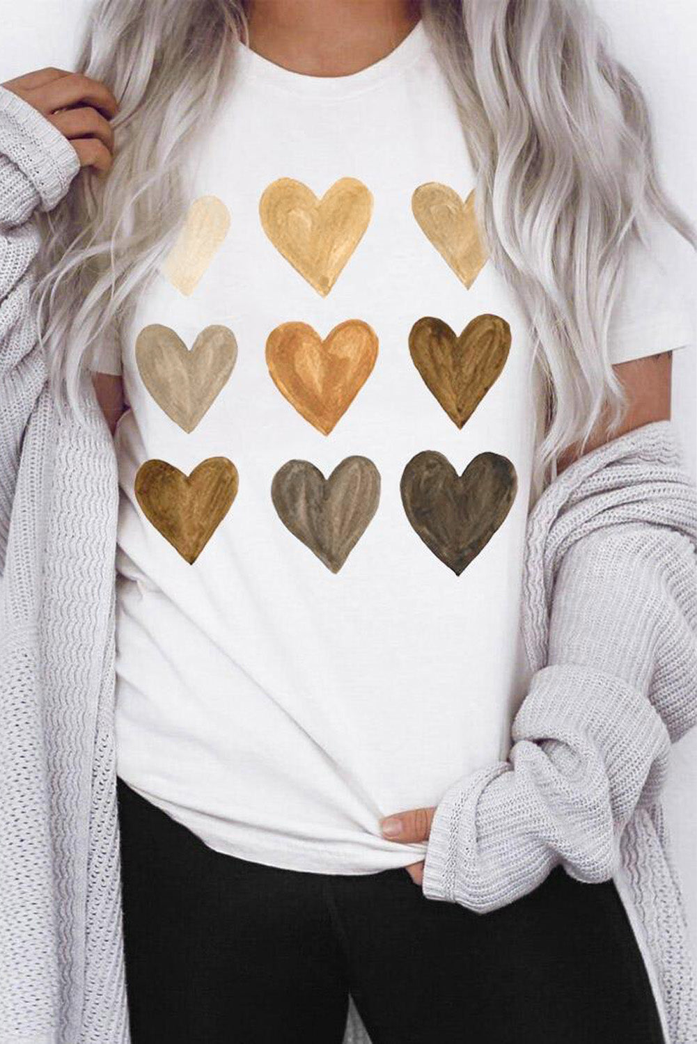 White Be Kind Heart Shape Print Graphic Tee