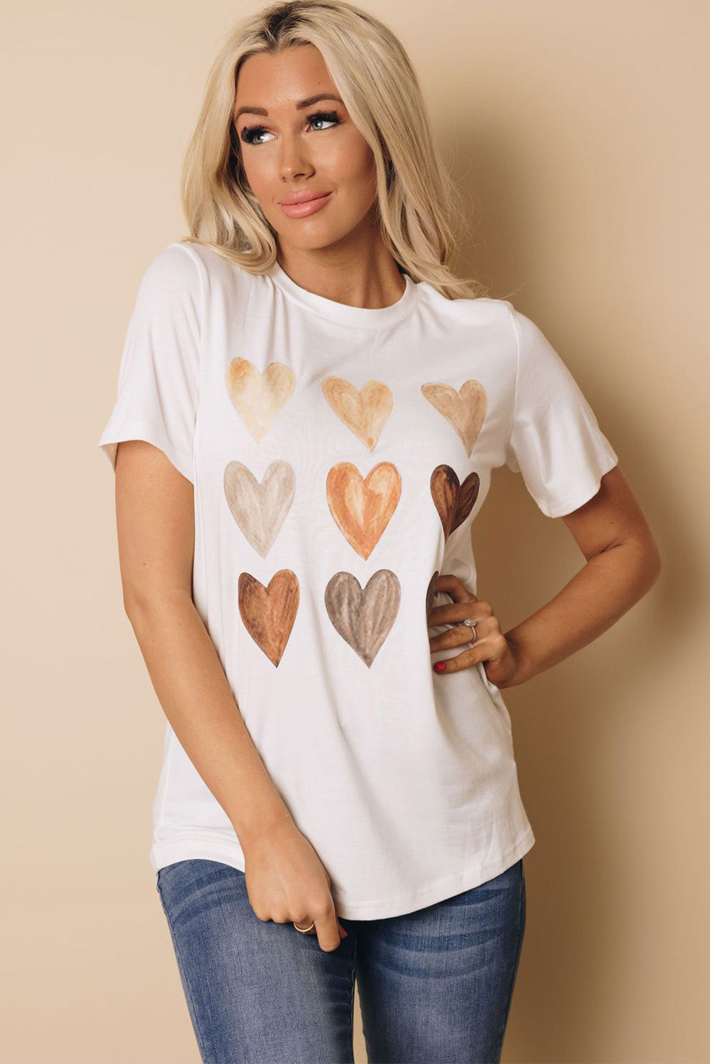 White Be Kind Heart Shape Print Graphic Tee